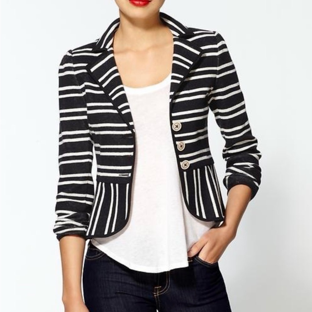 Nanette Lepore Black and White Striped Blazer